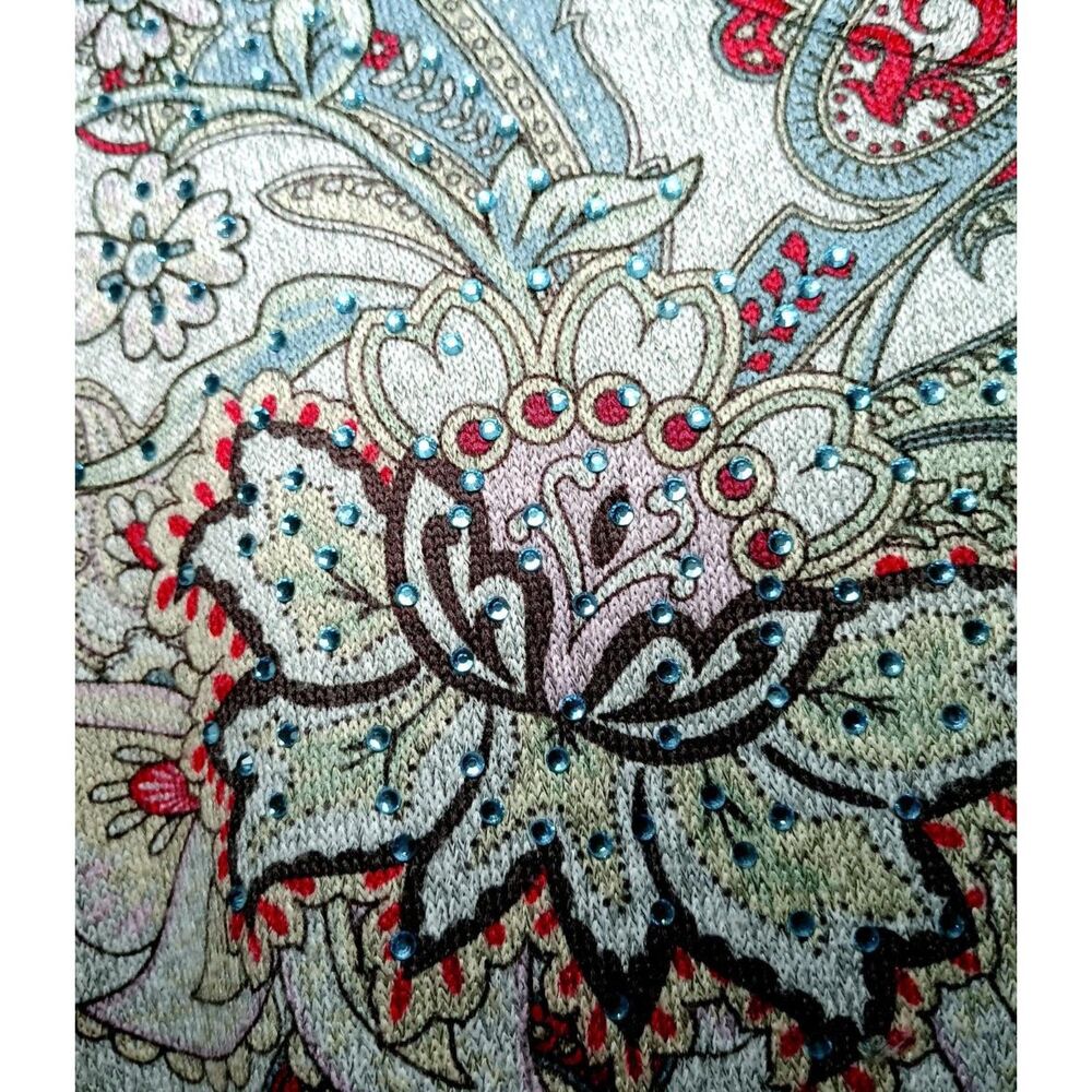Clover + Pine 3/4 Sleeve Paisley Design Tunic Size L - Picture 3 of 3